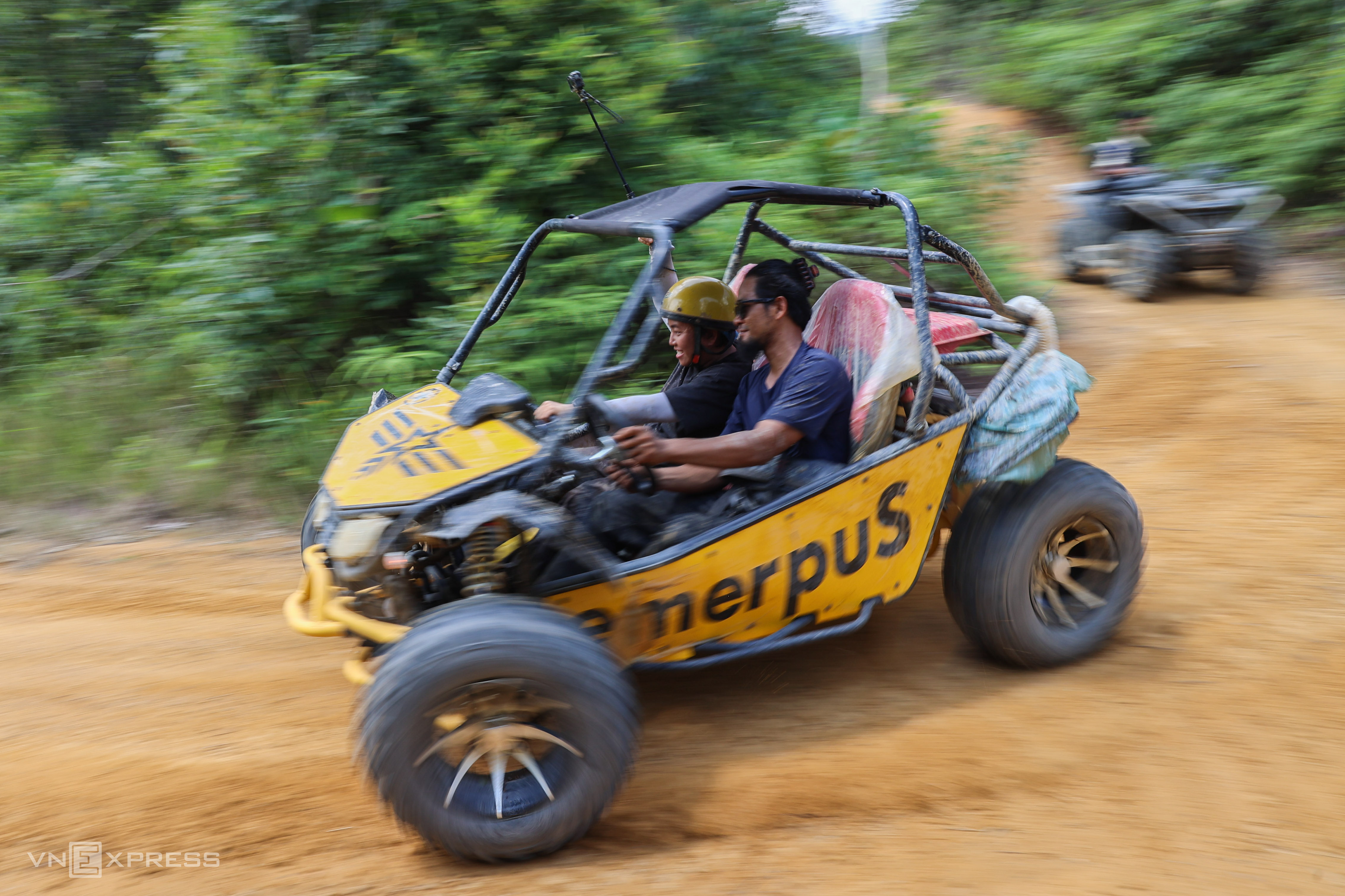 Off-road driving through the forest in mainland Asia's southernmost region