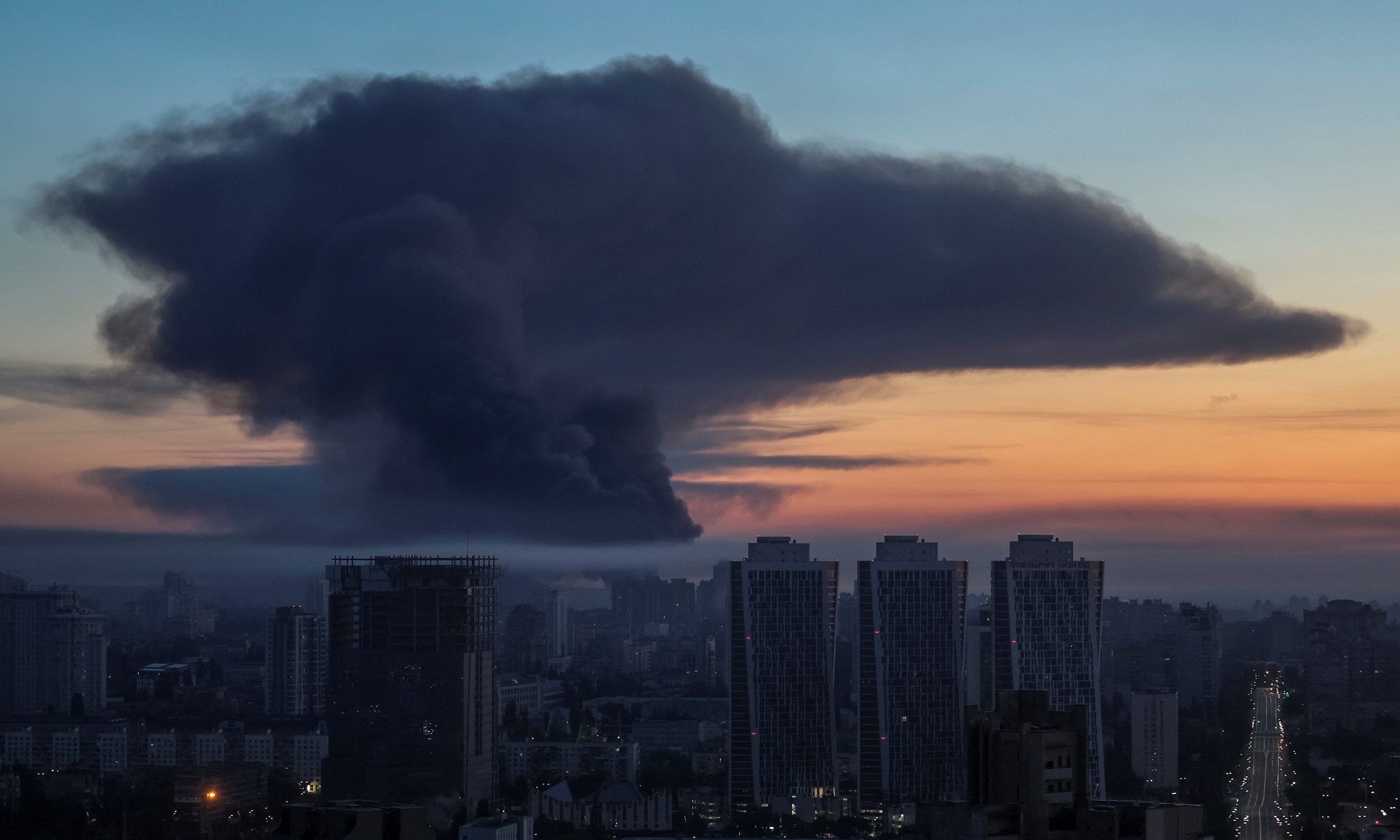 Rubble in Kiev after large-scale Russian attack