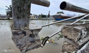 Mekong Delta's 'rice road' canal embankment suffers subsidence, damage