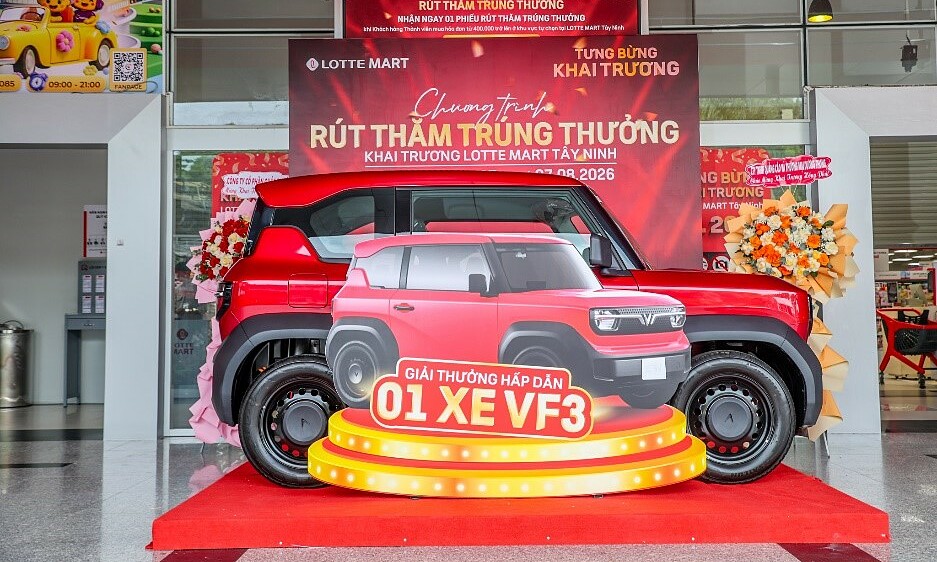 Chance to win a VinFast VF3 when shopping at Lotte Mart Tay Ninh