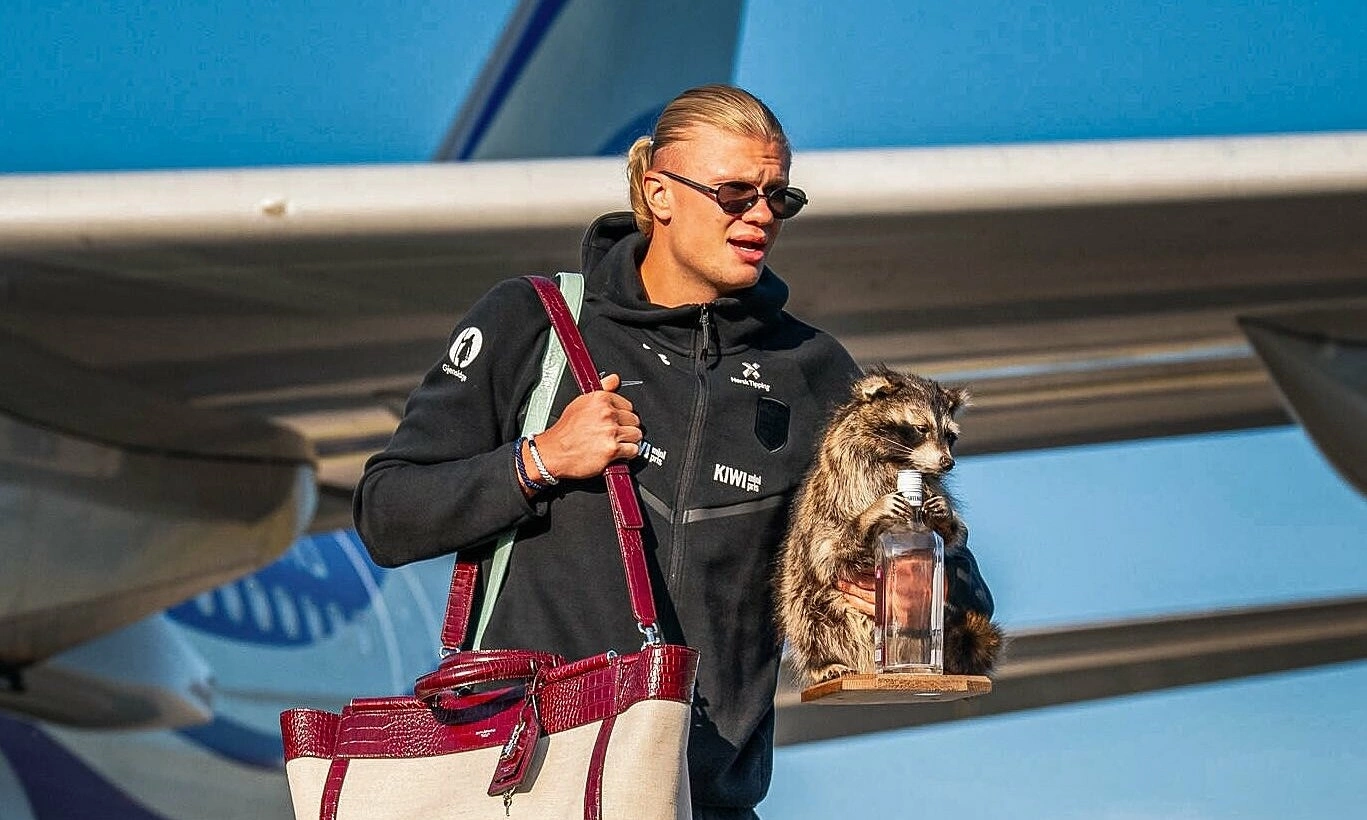 Haaland returns home with stuffed raccoon after World Cup