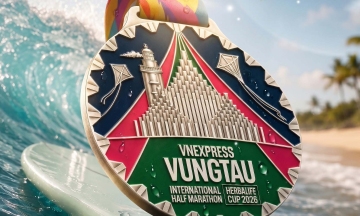 Vung Tau's Tam Thang Tower featured on VnExpress Marathon medal