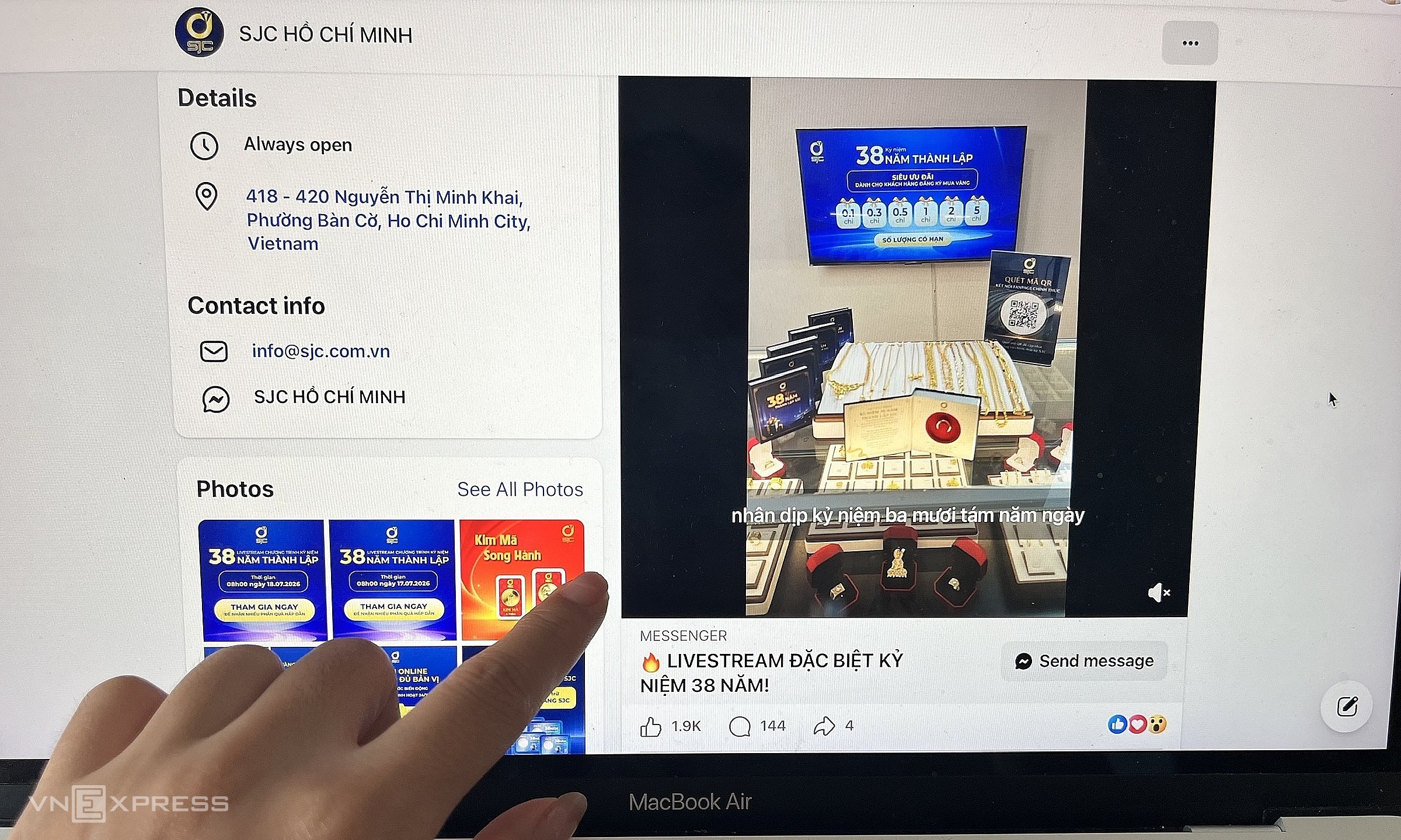 Student loses tens of millions of dong to fake SJC fanpage gold scam