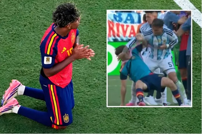 Yamal draws attention for prayer amid senior players' scuffle