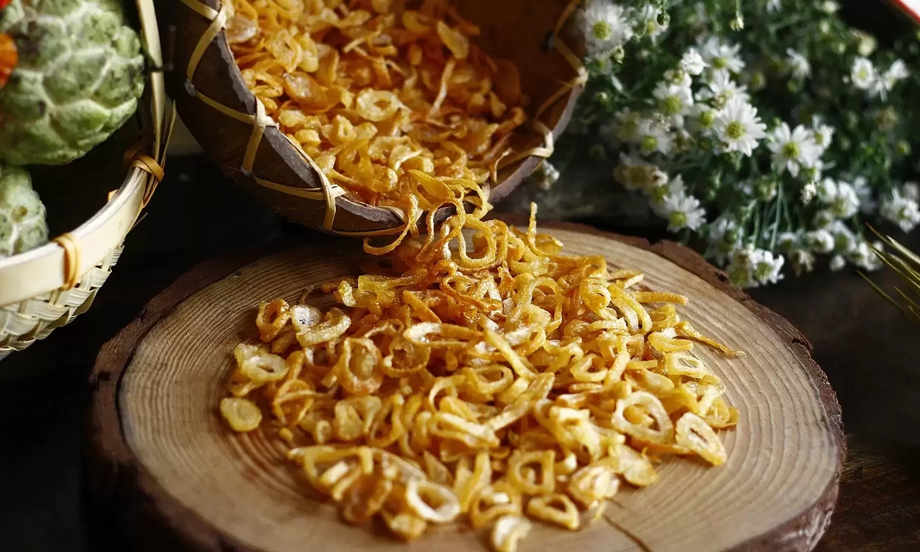 Technique for crispy fried shallots that stay crisp for a month