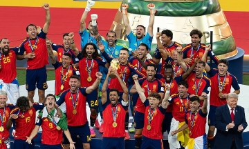 White House posts photos of Trump celebrating with Spain team