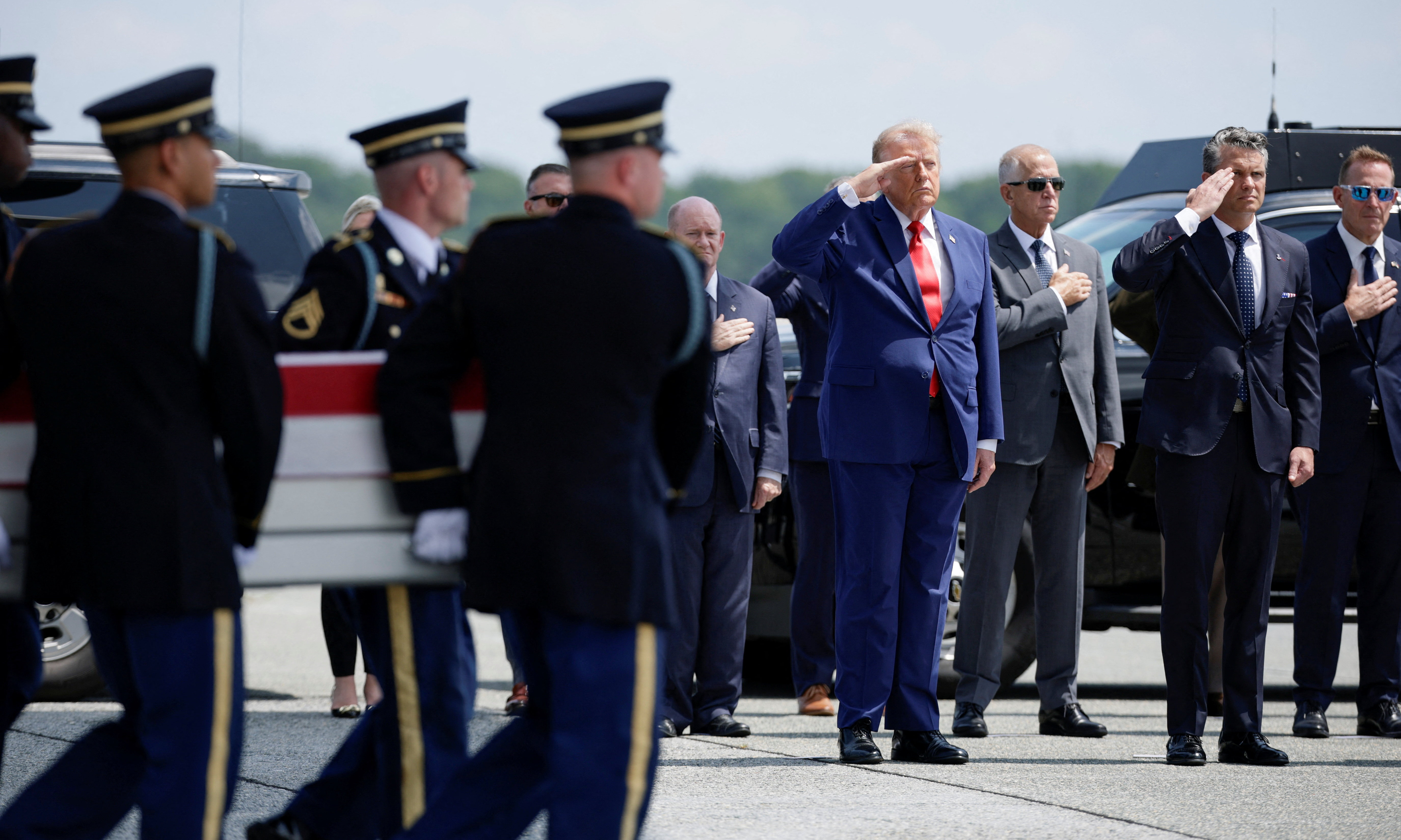 Trump receives remains of 4 US soldiers killed by Iranian fire