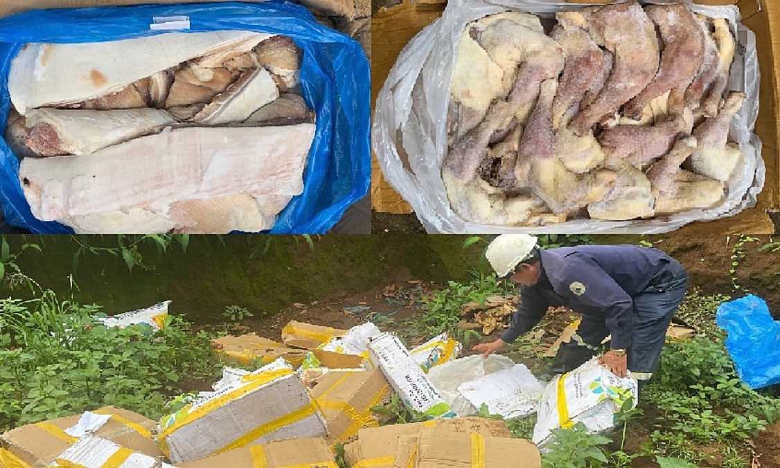 Gia Lai destroys nearly one ton of foul-smelling pork, chicken thighs