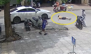 Boy hit by car after emerging from blind spot