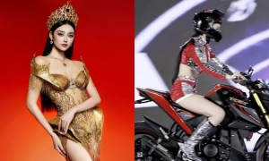 Yen Nhi falls from motorcycle on stage at Miss Grand Vietnam 2026