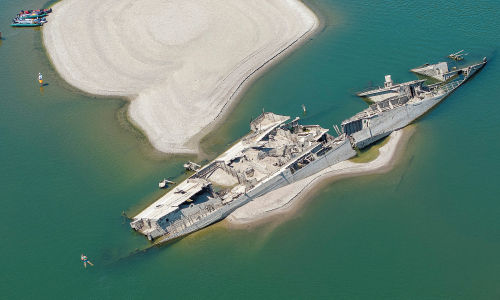 Nazi 'warship graveyard' emerges from river due to drought