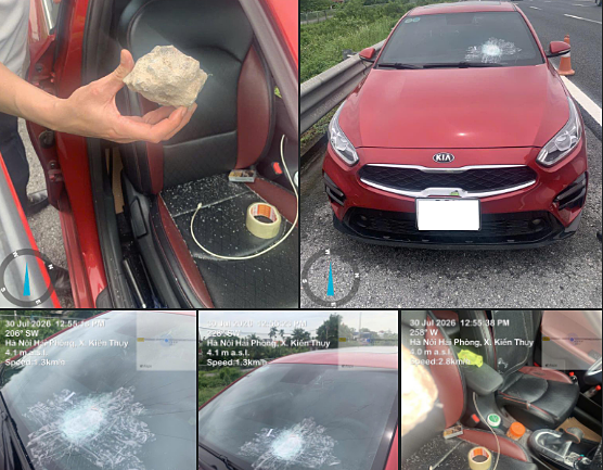 Man throws rock, shatters car windshield on expressway