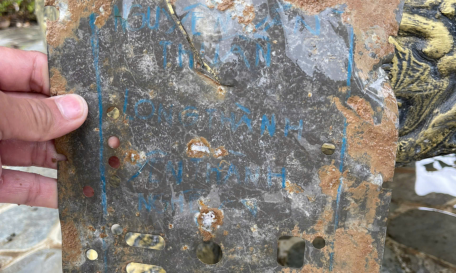 Identification tag for fallen soldier discovered during remains collection
