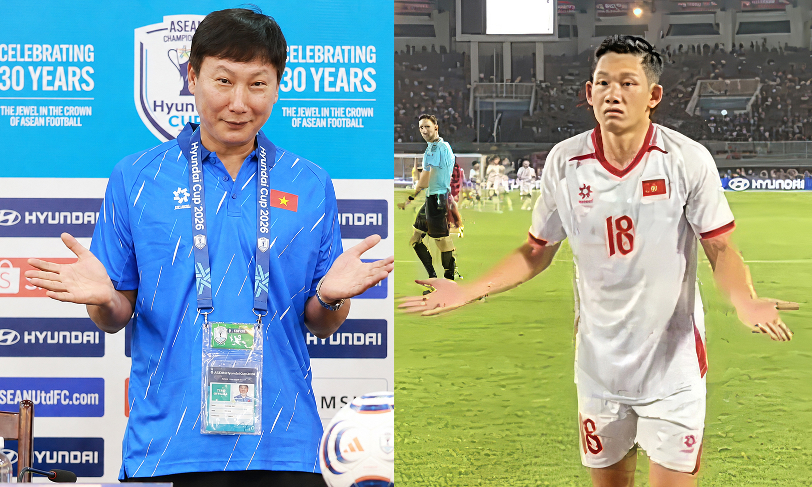 Coach Kim imitates Hai Long's celebration