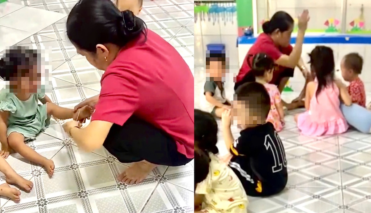 Caregiver accused of flicking rubber bands at children's feet in Ho Chi Minh City