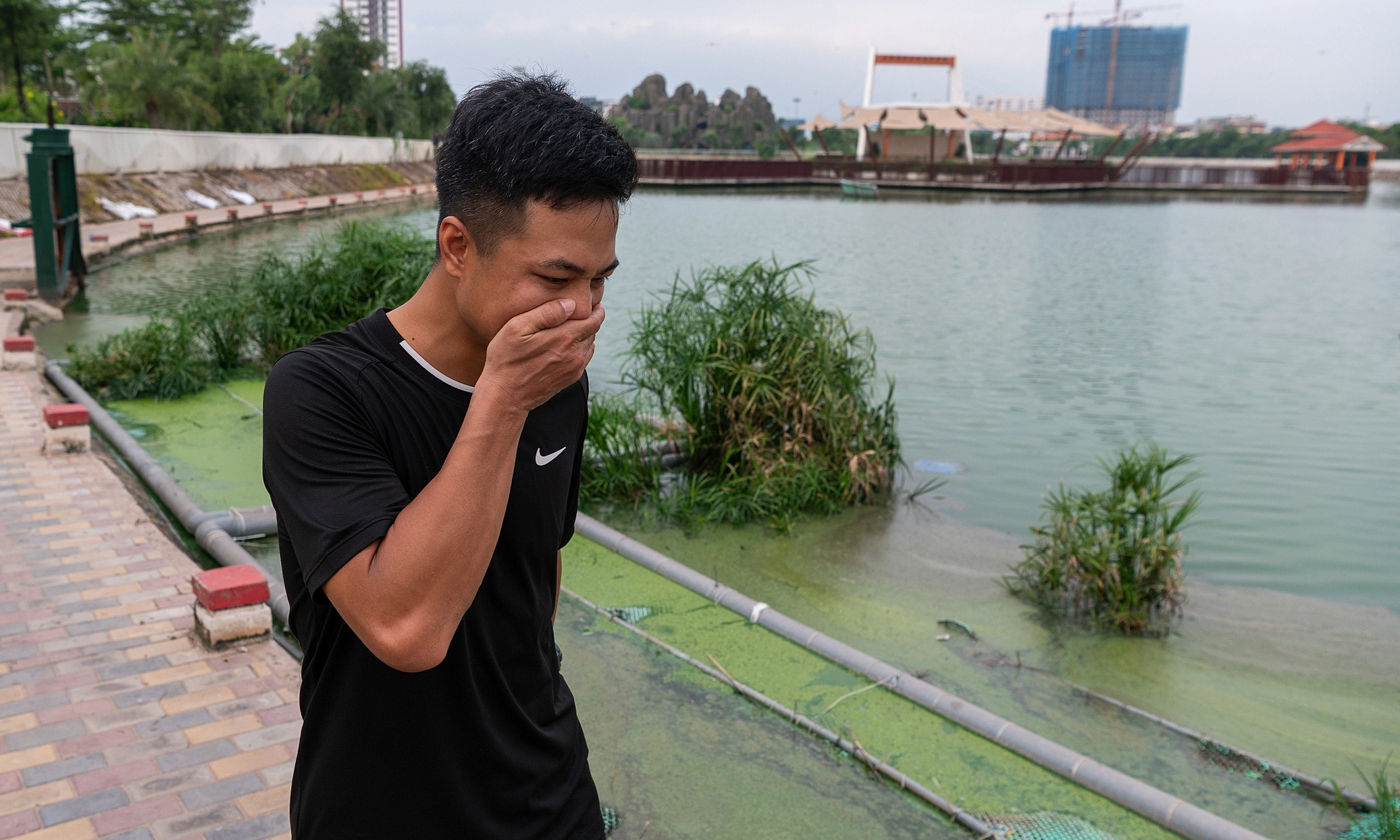 Regulating lakes covered in scum, emitting foul odors