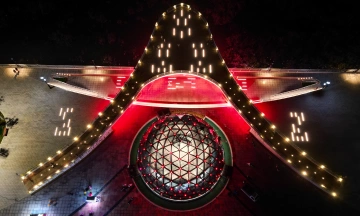 A glowing hemisphere illuminates the 'boat prow' on Tra Khuc river