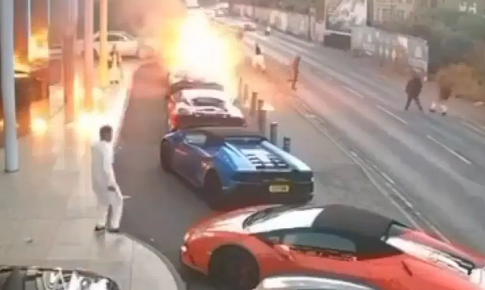Supercars ablaze after petrol bomb attack