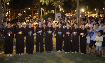Vu Lan season festival by the Vam Co Dong river
