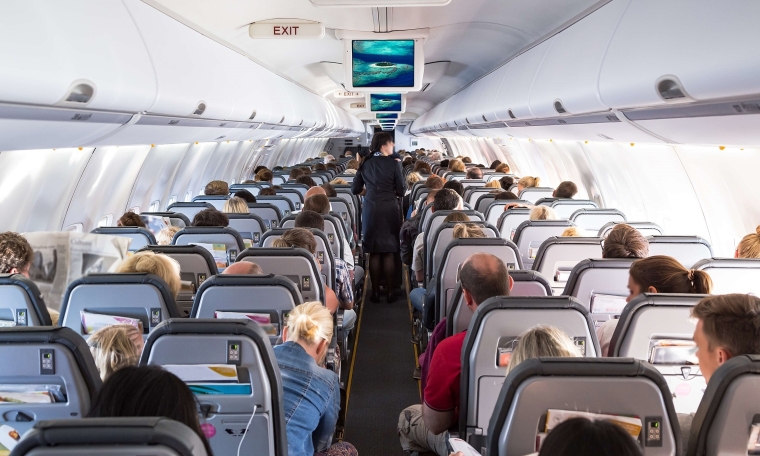The opportune time to use the airplane lavatory