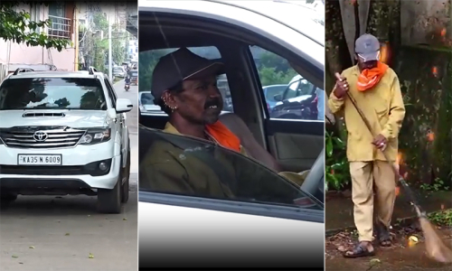Sanitation worker goes viral for driving Toyota Fortuner to work