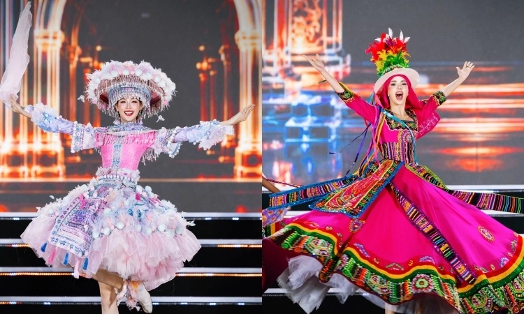 Bao Ngoc and Miss World contestants perform 'Dances of the World'
