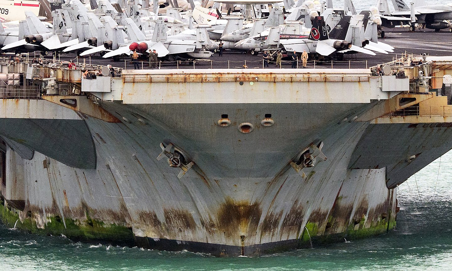 Reasons behind the rust and peeling on a US supercarrier
