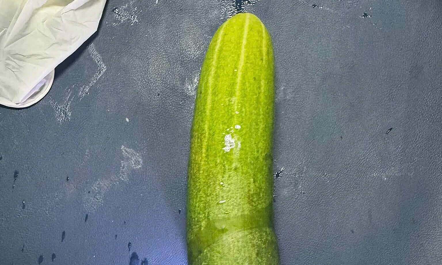 20 cm cucumber stuck in teenager's rectum