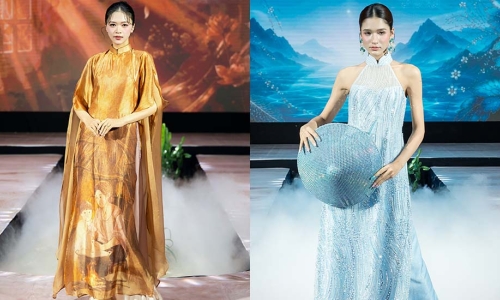 Designer features mother and Hue imagery on ao dai