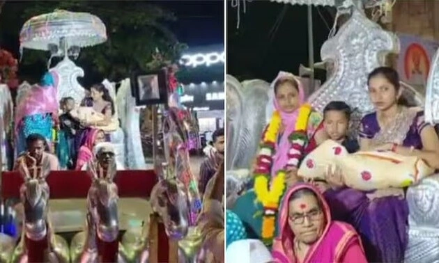 Indian family holds horse procession to welcome first baby girl in 200 years