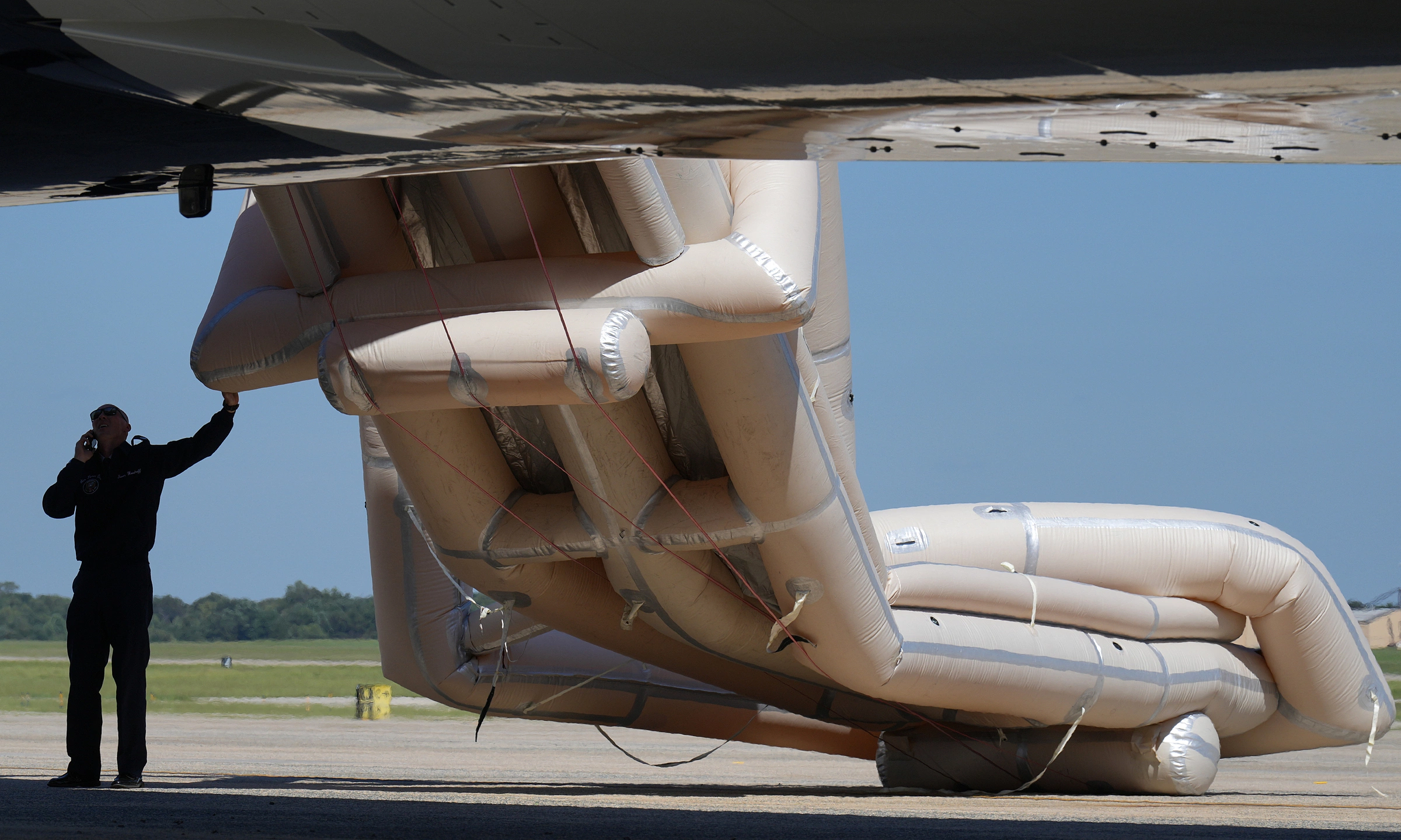 Trump's new Air Force One emergency slide deploys on runway