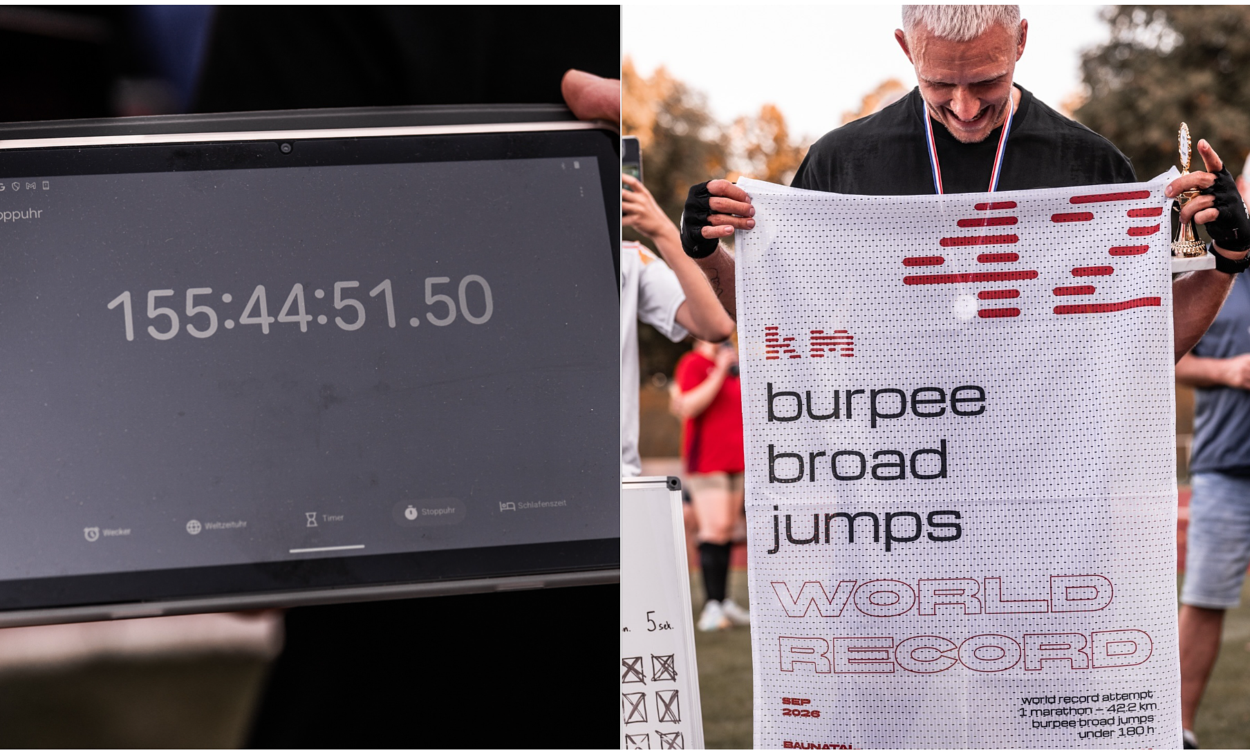 German athlete breaks marathon record with 30,000 burpee broad jumps