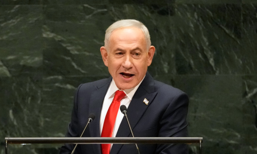Delegates walk out during Netanyahu's UN speech