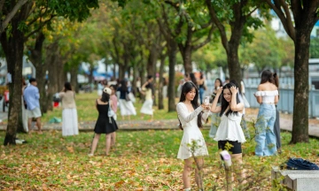 Ho Chi Minh City's 'autumn road' draws crowds for photoshoots