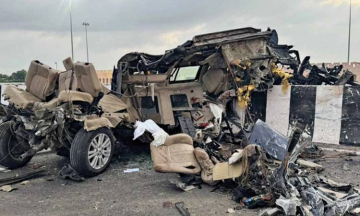 Car ripped apart after hitting cow on highway, two dead