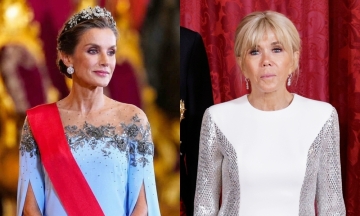 The style of the french president's wife, the queen of spain at the state dinner