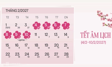 Lunar New Year 2027 holiday to begin on 28th of 12th lunar month